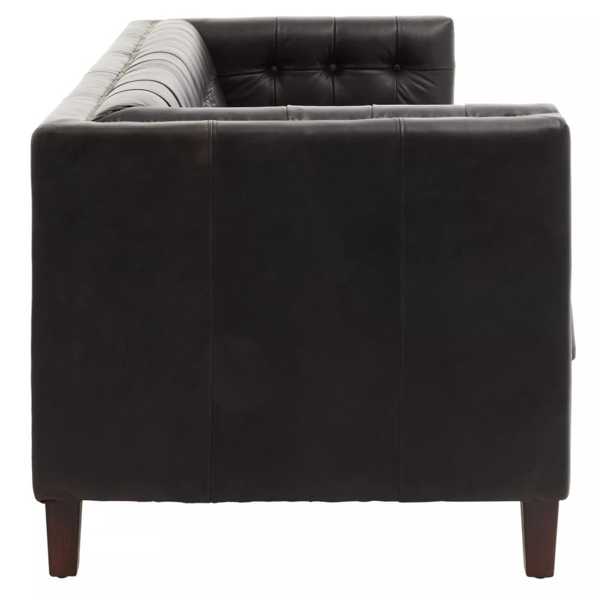 Esperance Living King Three Seater Modern Chesterfield Black Leather Sofa House of Isabella UK