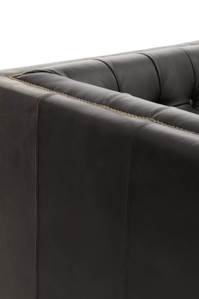 Esperance Living King Three Seater Modern Chesterfield Black Leather Sofa House of Isabella UK