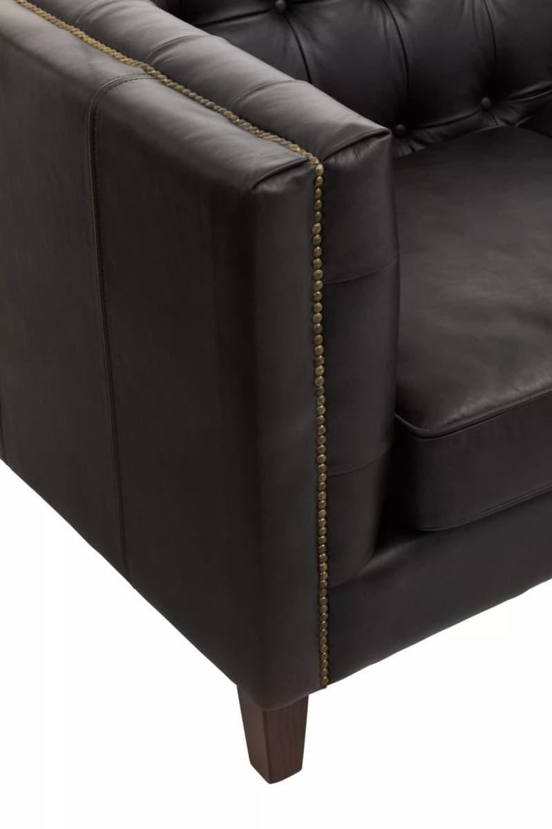 Esperance Living King Three Seater Modern Chesterfield Black Leather Sofa House of Isabella UK