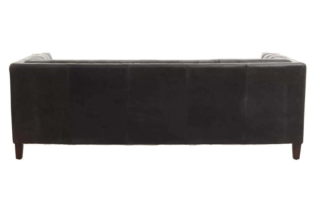 Esperance Living King Three Seater Modern Chesterfield Black Leather Sofa House of Isabella UK