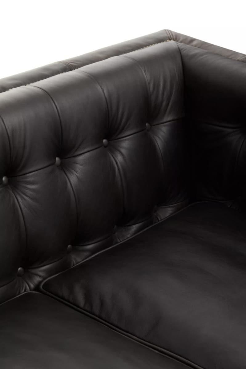 Esperance Living King Three Seater Modern Chesterfield Black Leather Sofa House of Isabella UK