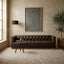 Esperance Living King Three Seater Modern Chesterfield Dark Brown Leather Sofa House of Isabella UK