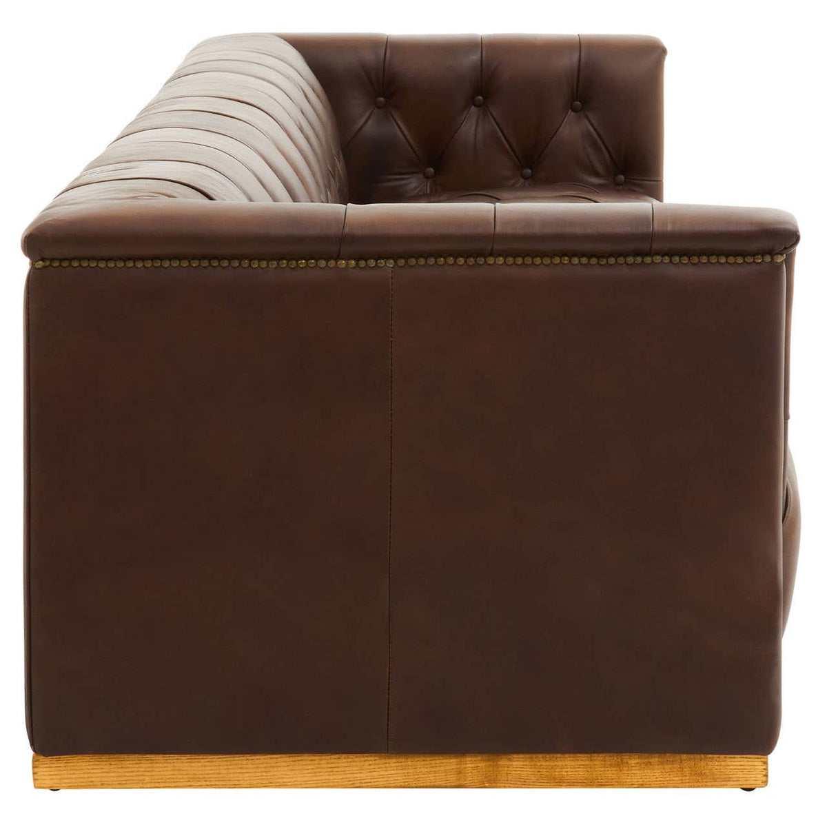 Esperance Living King Three Seater Modern Chesterfield Dark Brown Leather Sofa House of Isabella UK