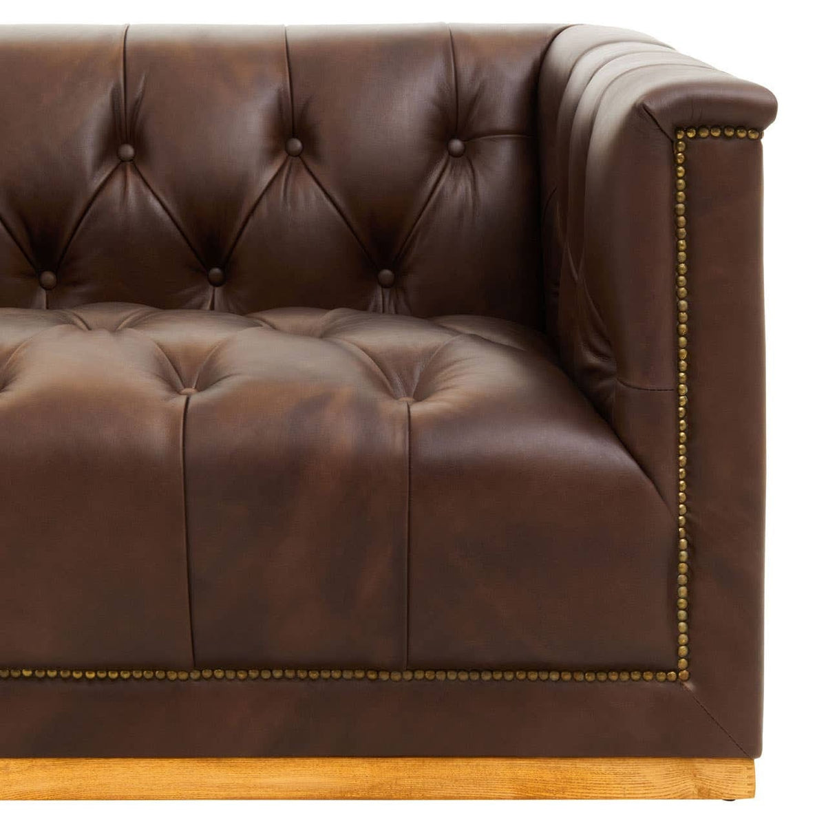 Esperance Living King Three Seater Modern Chesterfield Dark Brown Leather Sofa House of Isabella UK
