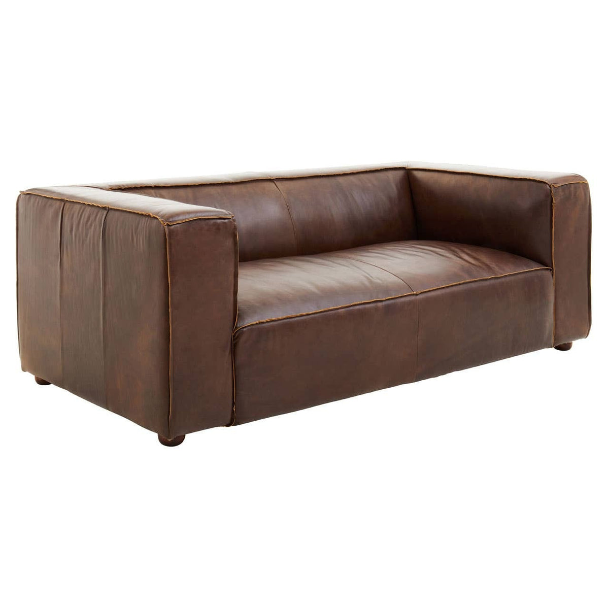 Esperance Living King Two Seater Antique Brown Leather Sofa House of Isabella UK