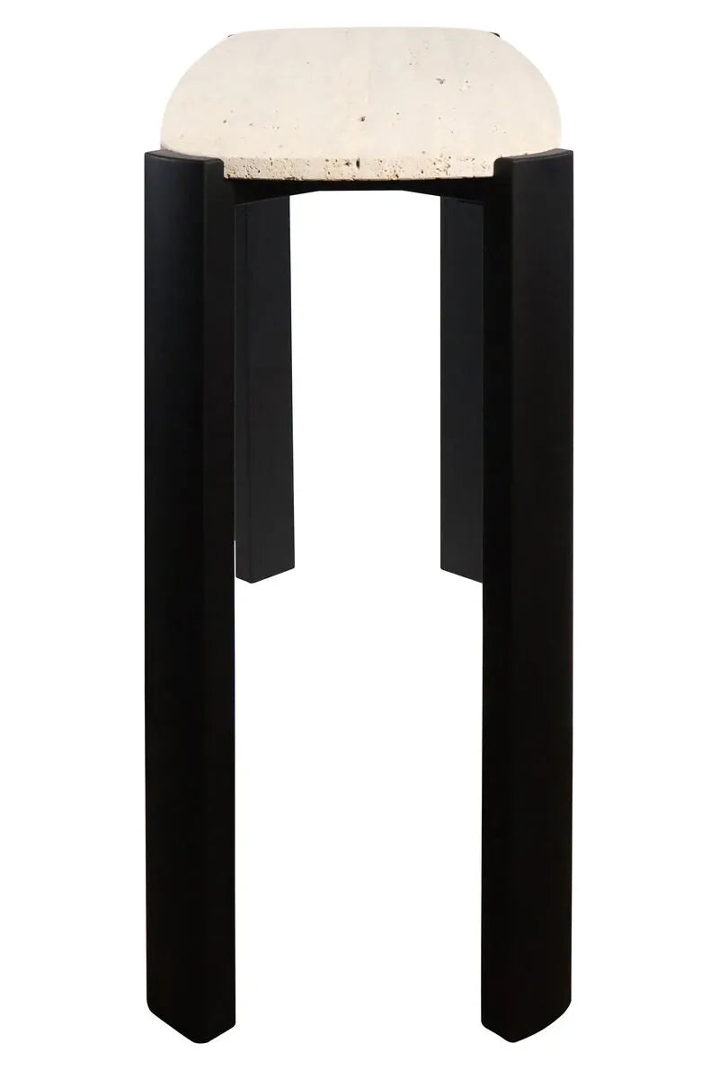 Esperance Living Palermo Travertine Top and Black Acacia Wood Console Table House of Isabella UK