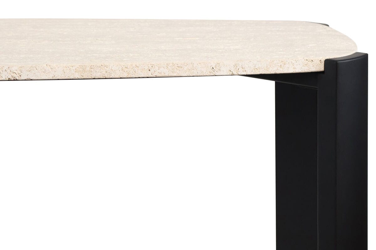 Esperance Living Palermo Travertine Top and Black Acacia Wood Console Table House of Isabella UK
