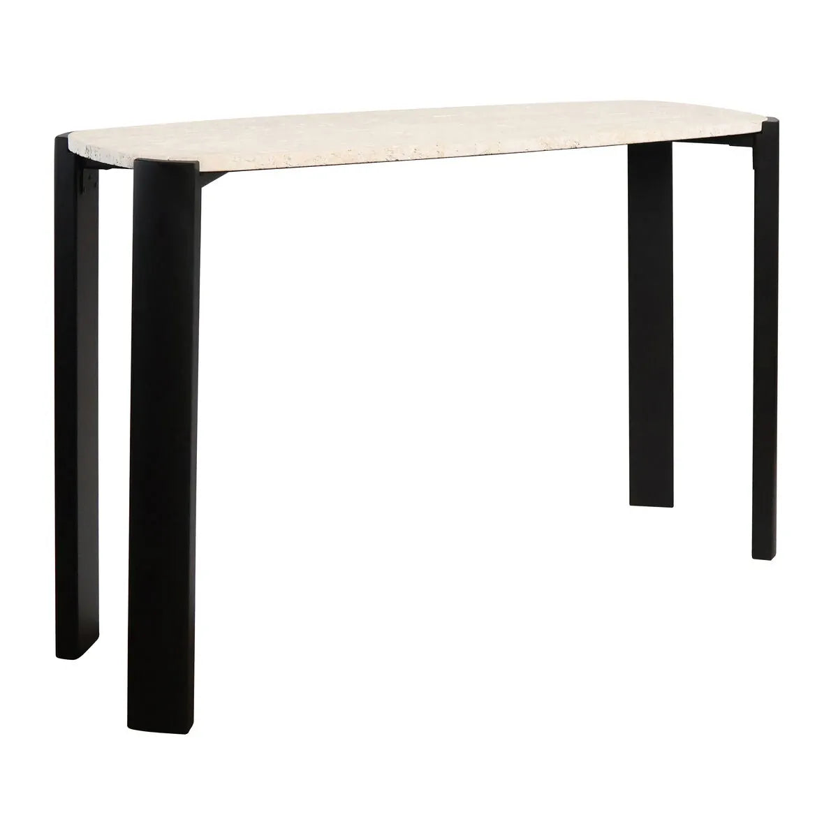 Esperance Living Palermo Travertine Top and Black Acacia Wood Console Table House of Isabella UK