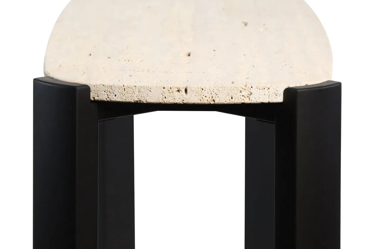 Esperance Living Palermo Travertine Top and Black Acacia Wood Console Table House of Isabella UK
