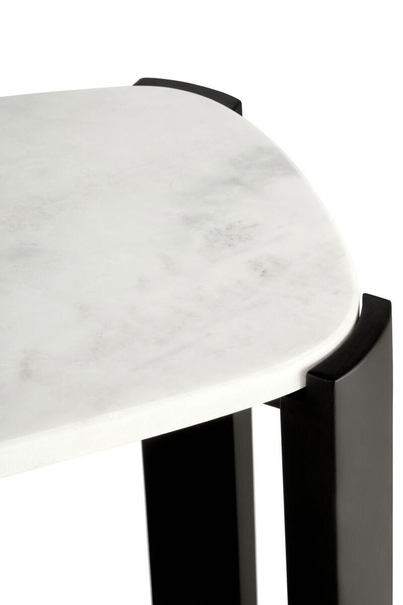 Esperance Living Palermo White Marble Top and Black Acacia Wood Console Table House of Isabella UK