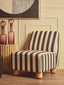 Esperance Living Parlan Black and White Stripe Armless Chair with Wooden Feet House of Isabella UK
