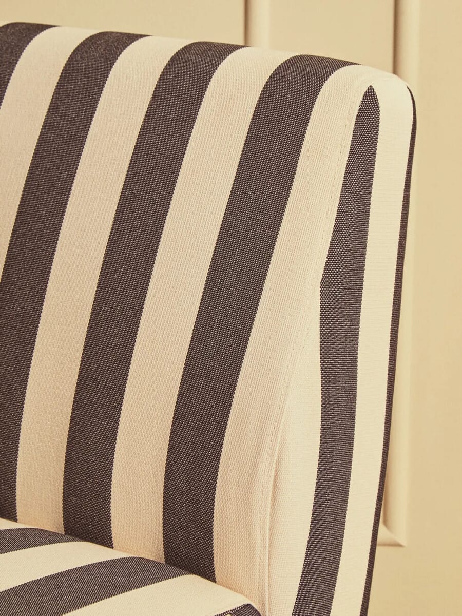 Esperance Living Parlan Black and White Stripe Armless Chair with Wooden Feet House of Isabella UK
