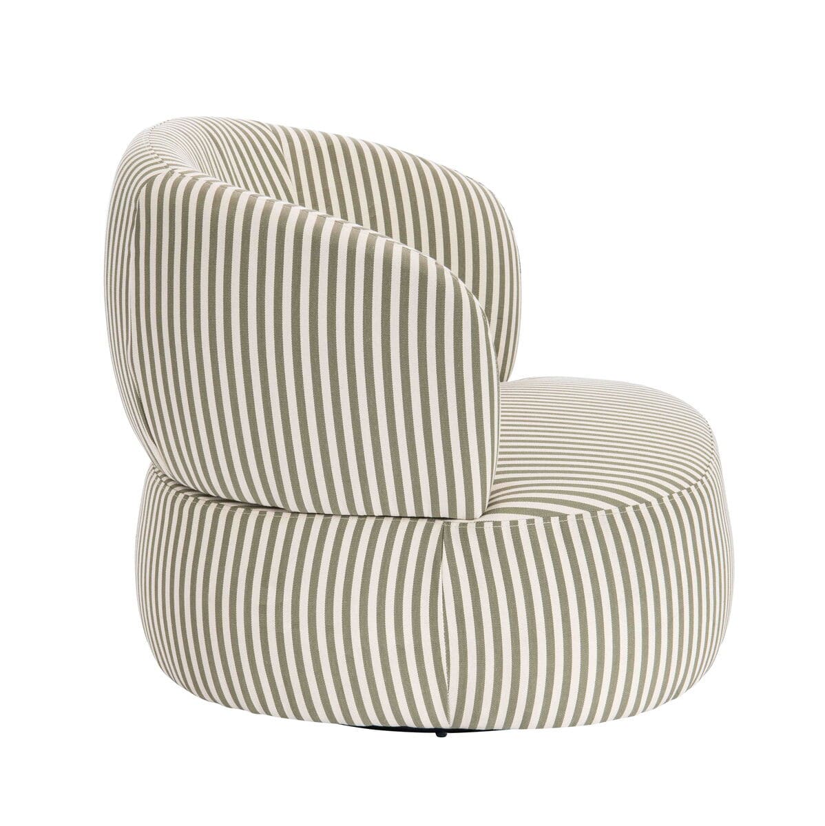 Esperance Living Parsac Olive Green and White Stripe Swivel Lounge Chair House of Isabella UK