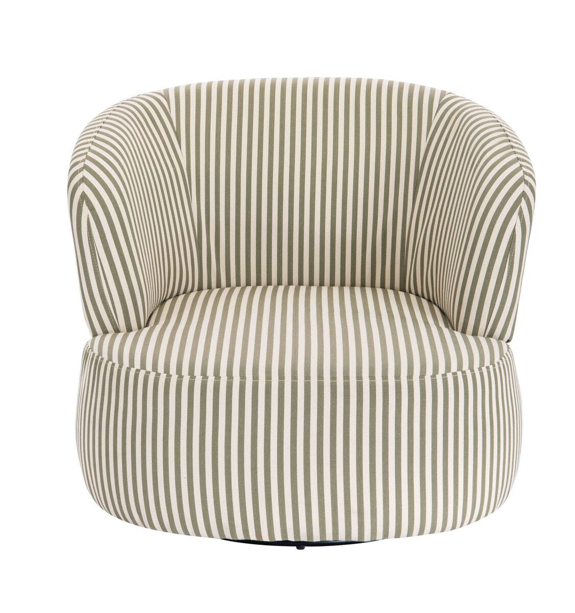 Esperance Living Parsac Olive Green and White Stripe Swivel Lounge Chair House of Isabella UK