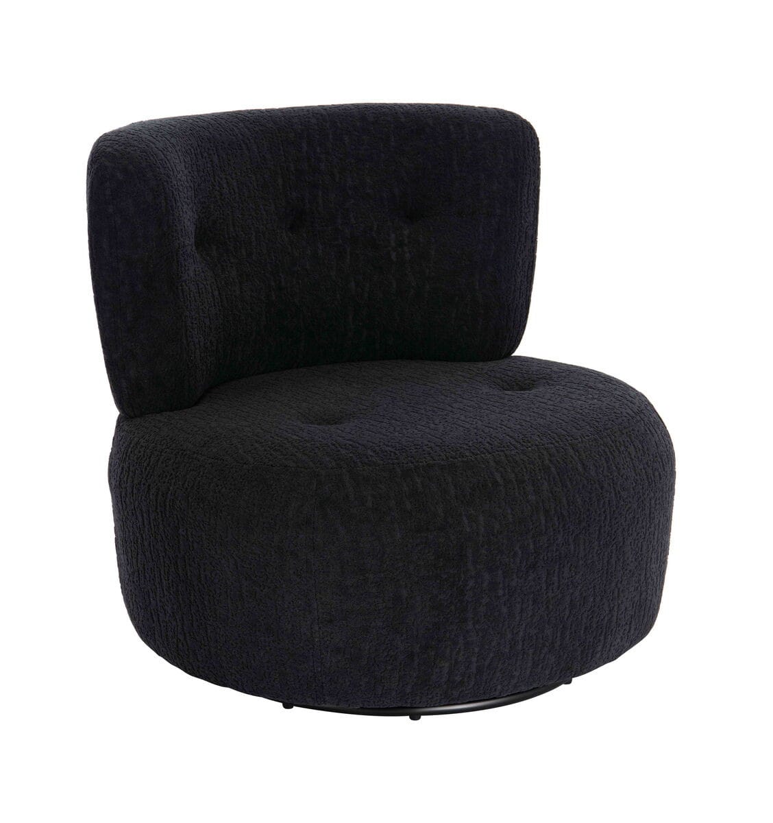 Esperance Living Passa Black Textured Curved Swivel Lounge Chair House of Isabella UK