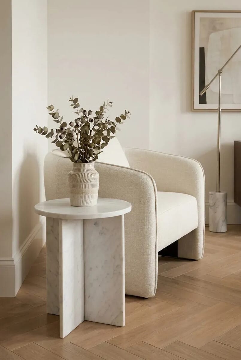 Esperance Living Savio Round White Marble Side Table House of Isabella UK