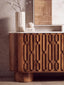 Esperance Living Torcino Mango Wood Carved Design Marble Top Three Door Sideboard House of Isabella UK