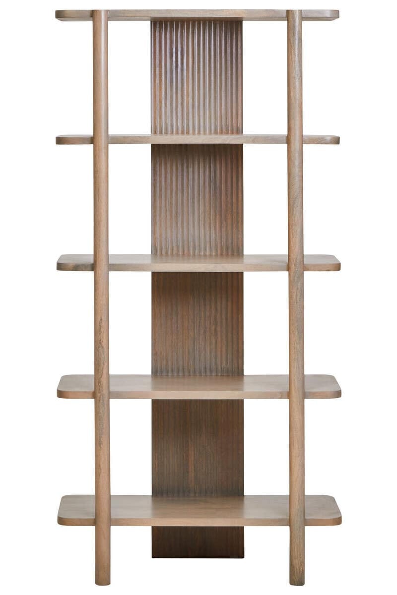 Esperance Living Torello Five Tier Grey Mango Wood Shelf Unit House of Isabella UK