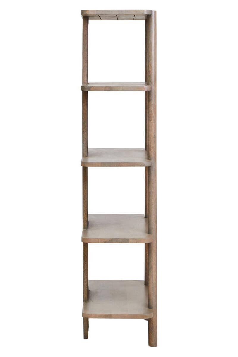 Esperance Living Torello Five Tier Grey Mango Wood Shelf Unit House of Isabella UK