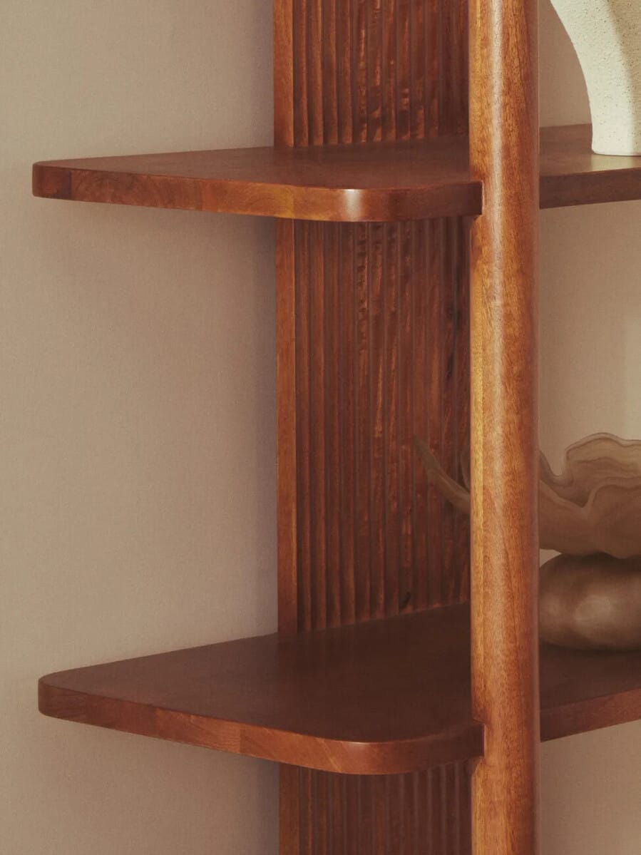 Esperance Living Torello Five Tier Mango Wood Shelf Unit House of Isabella UK