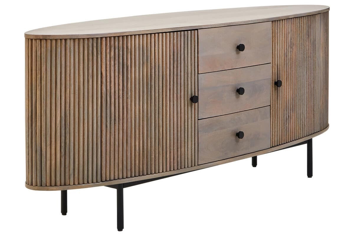 Esperance Living Torello Two Door Three Drawer Grey Mango Wood Sideboard House of Isabella UK