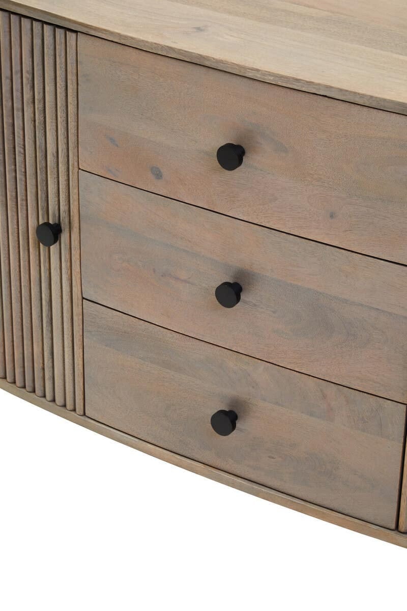 Esperance Living Torello Two Door Three Drawer Grey Mango Wood Sideboard House of Isabella UK