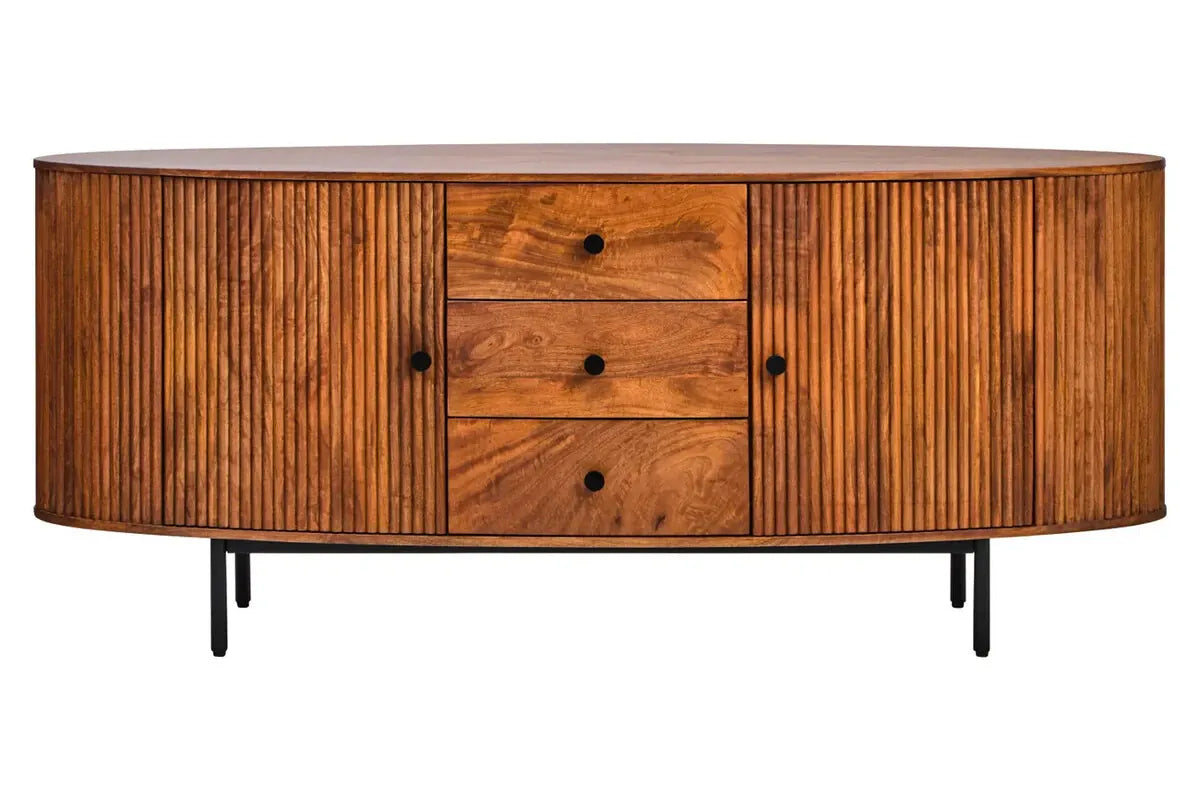 Esperance Living Torello Two Door Three Drawer Mango Wood Oval Sideboard House of Isabella UK