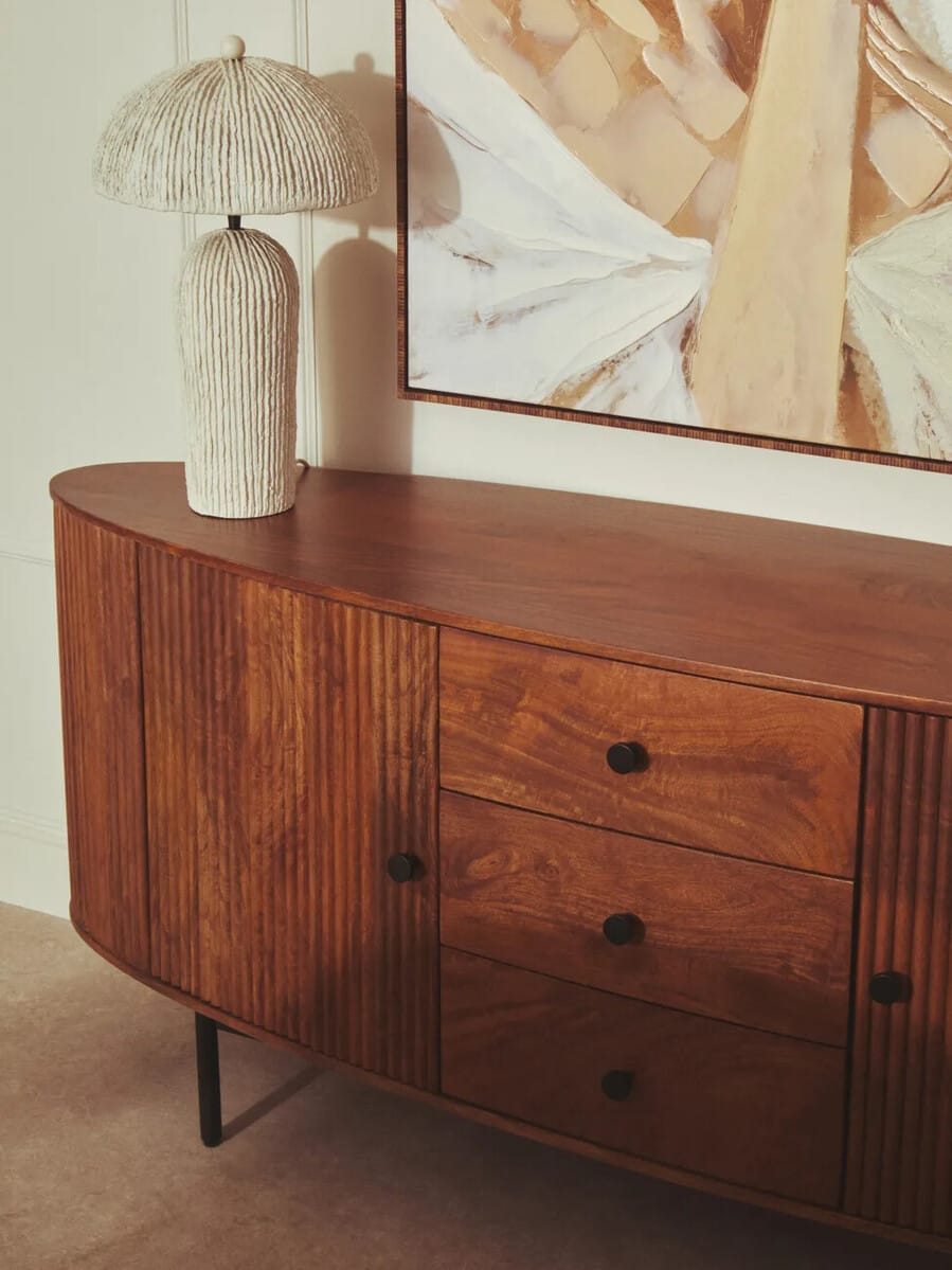 Esperance Living Torello Two Door Three Drawer Mango Wood Oval Sideboard House of Isabella UK