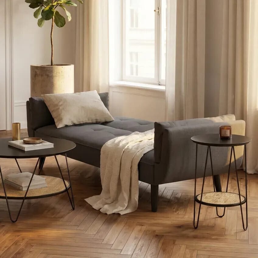 Esperance Living Valerie 3 Seat Dark Grey Sofa Bed House of Isabella UK