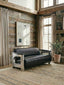 Esperance Living Victor 3 Seat Black Leather Sofa House of Isabella UK