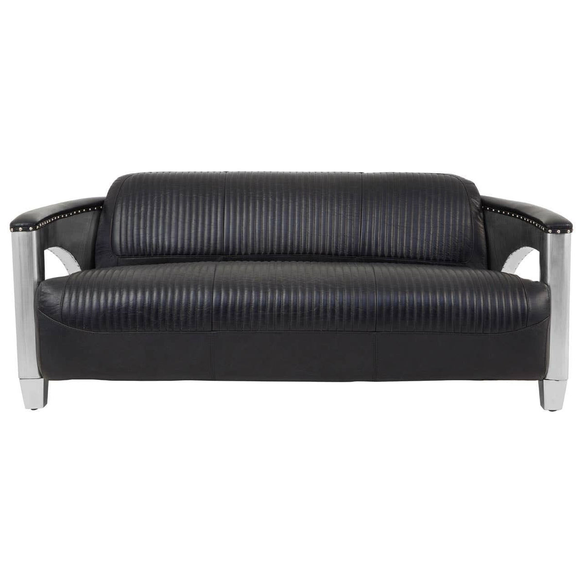 Esperance Living Victor 3 Seat Black Leather Sofa House of Isabella UK