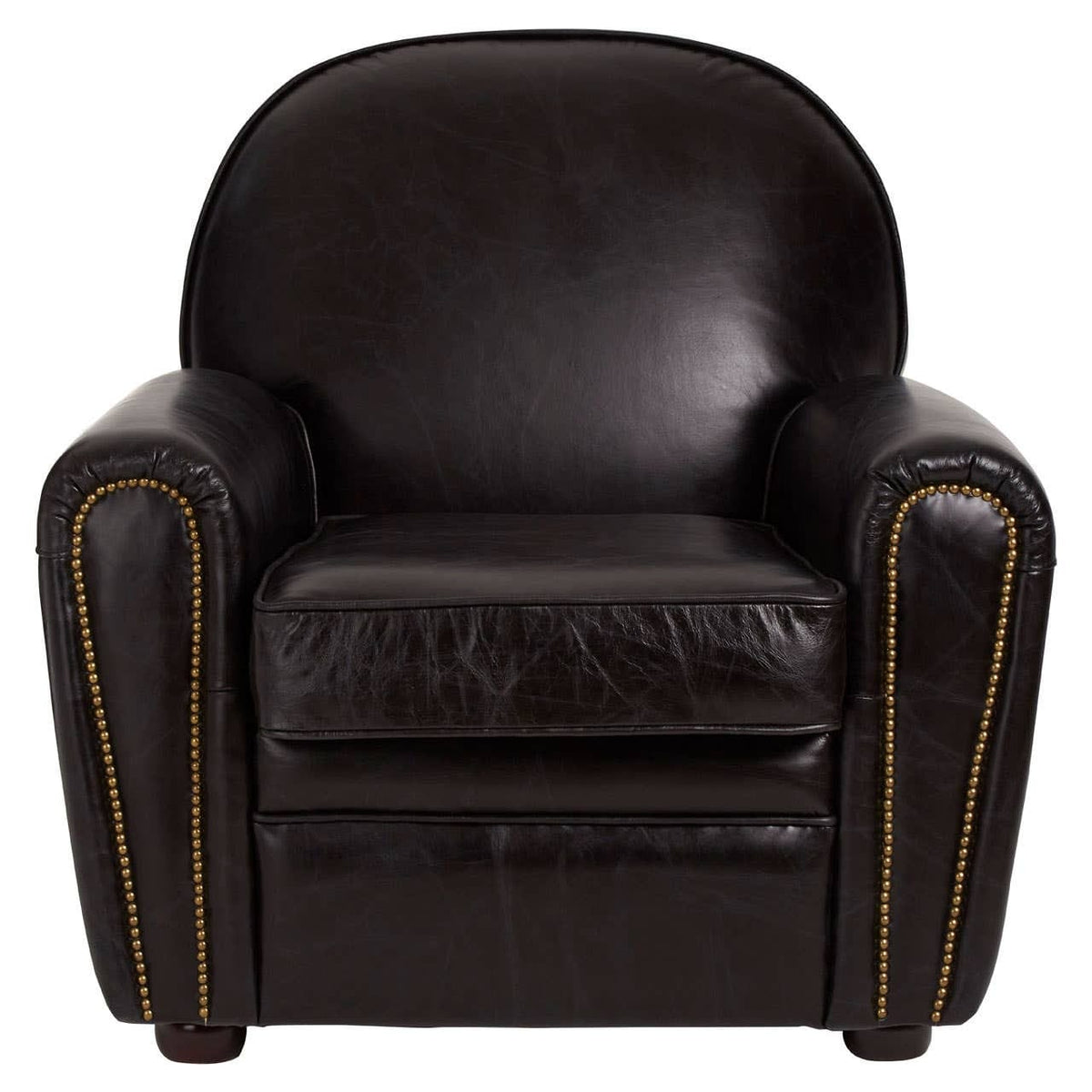 Esperance Living Victor Black Leather Classic Armchair House of Isabella UK