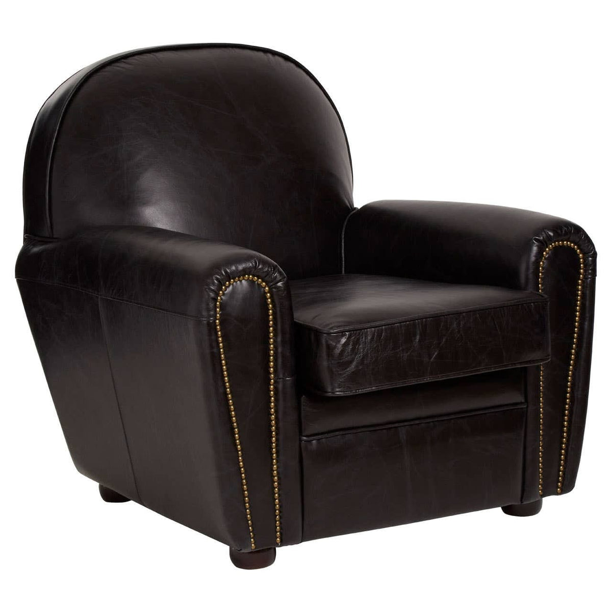 Esperance Living Victor Black Leather Classic Armchair House of Isabella UK