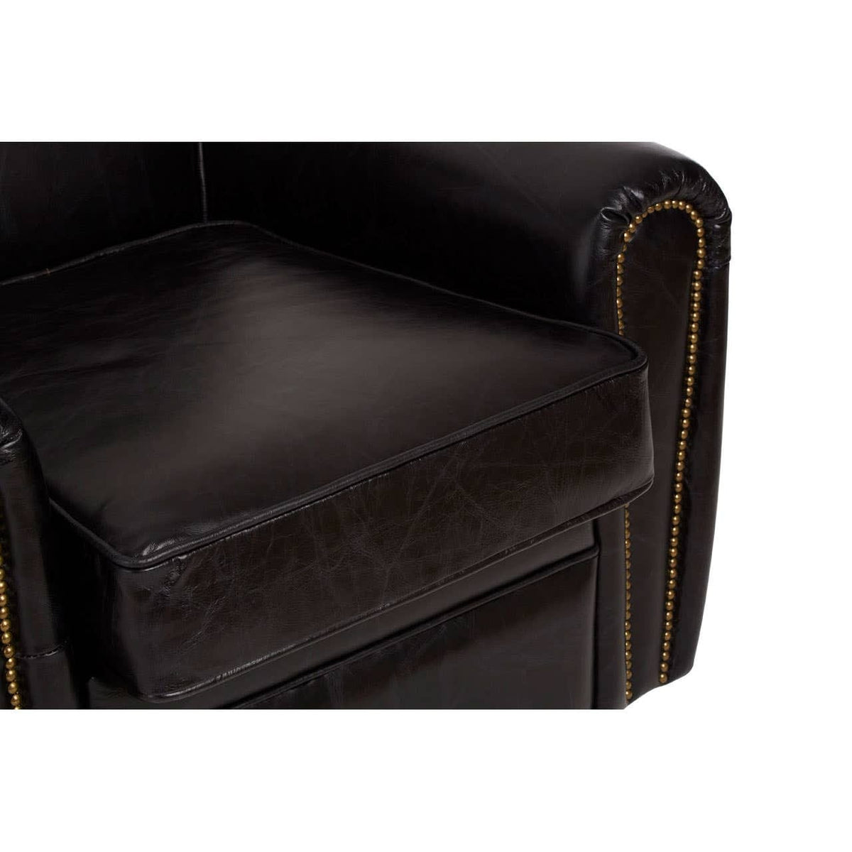 Esperance Living Victor Black Leather Classic Armchair House of Isabella UK