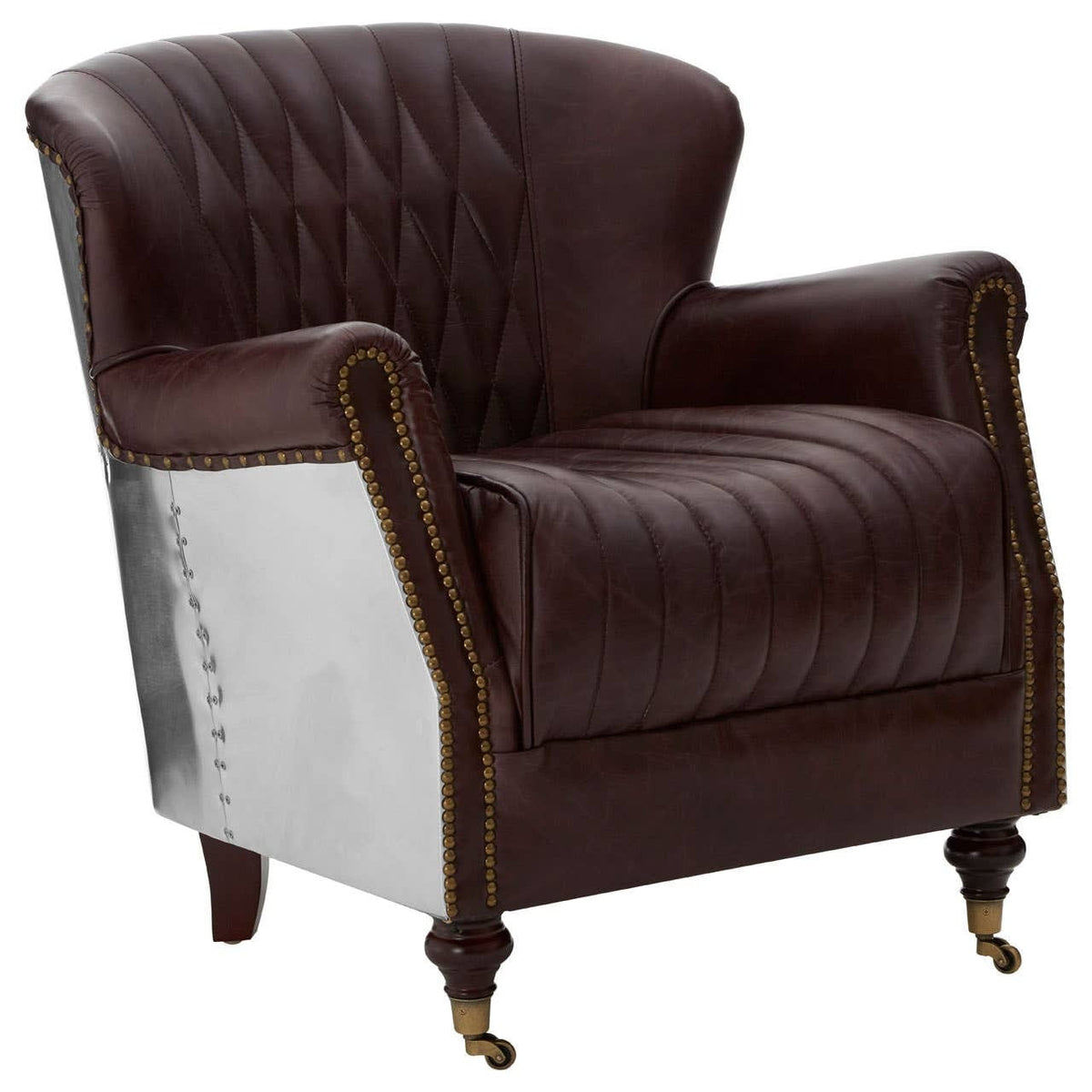 Esperance Living Victor Brown Leather Armchair House of Isabella UK