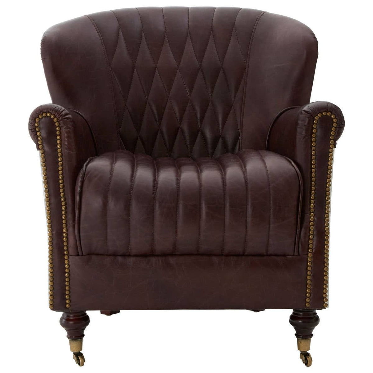 Esperance Living Victor Brown Leather Armchair House of Isabella UK