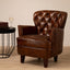 Esperance Living #Victor Brown Leather Armchair with Button Tufted Back House of Isabella UK