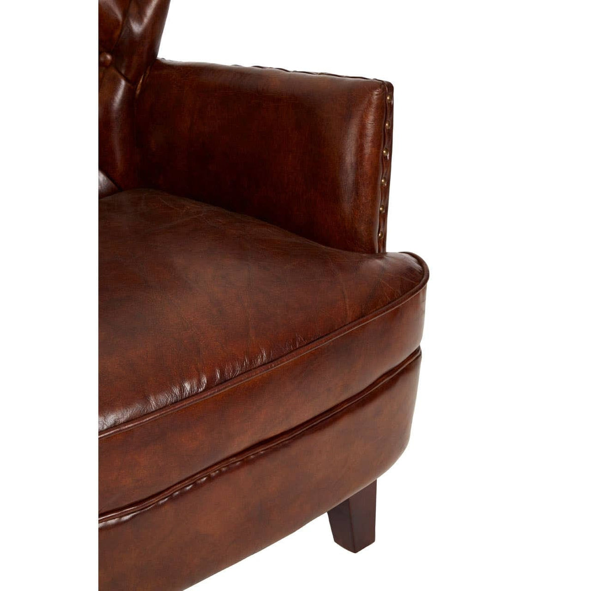 Esperance Living #Victor Brown Leather Armchair with Button Tufted Back House of Isabella UK