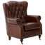 Esperance Living Victor Brown Leather Scroll Armchair House of Isabella UK