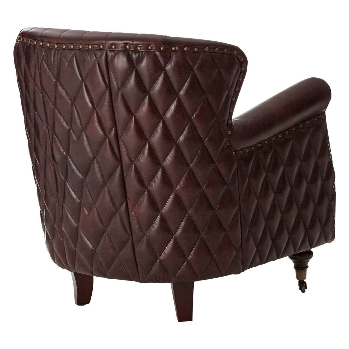 Esperance Living Victor Brown Leather Winged Back Armchair House of Isabella UK