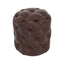 Esperance Living Victor Button Tufted Brown Leather Stool House of Isabella UK