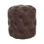Esperance Living Victor Button Tufted Brown Leather Stool House of Isabella UK