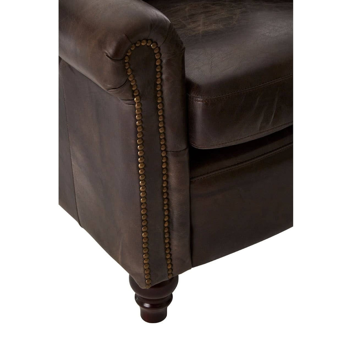 Esperance Living Victor Dark Grey Brown Leather Armchair House of Isabella UK