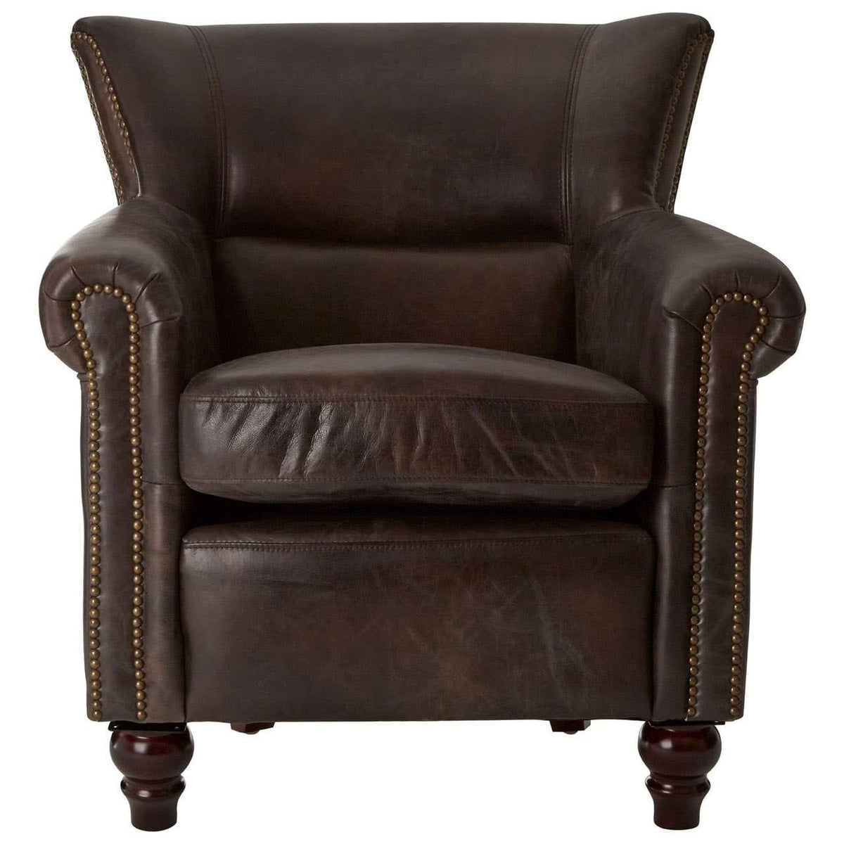 Esperance Living Victor Dark Grey Brown Leather Armchair House of Isabella UK