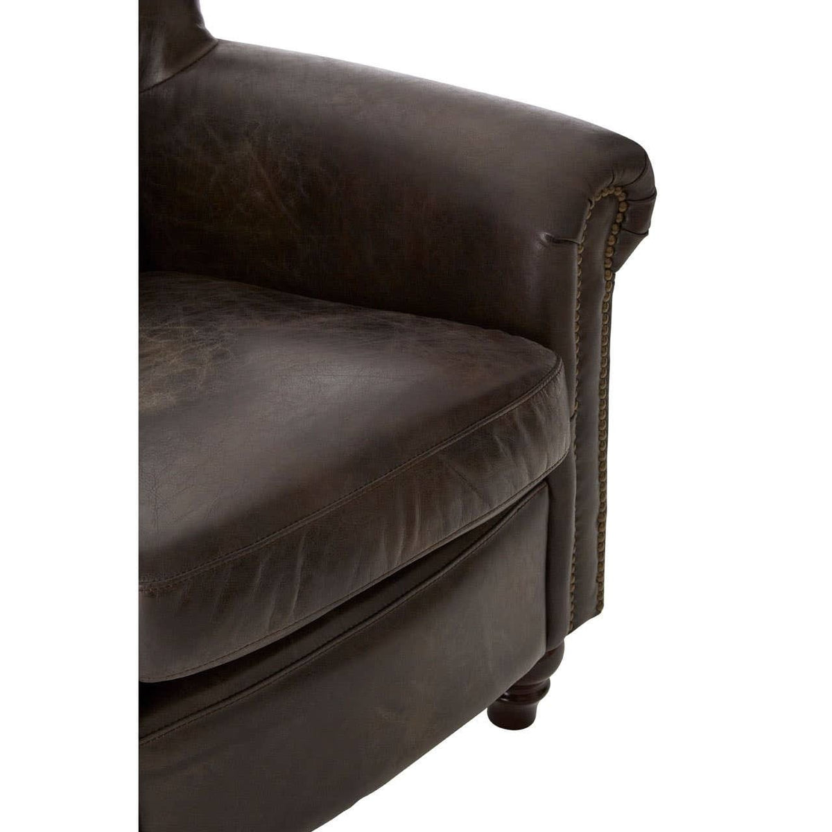 Esperance Living Victor Dark Grey Brown Leather Armchair House of Isabella UK