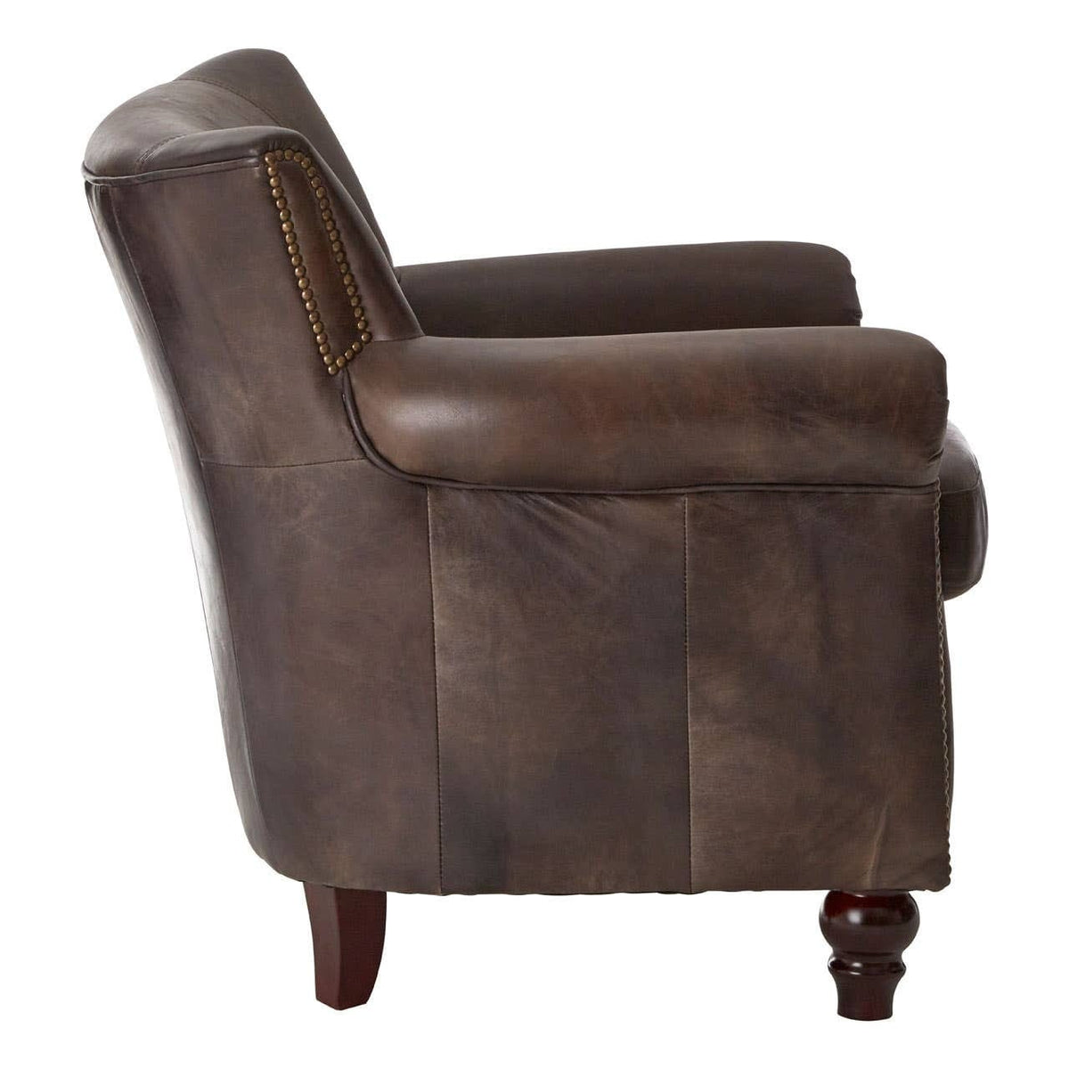 Esperance Living Victor Dark Grey Brown Leather Armchair House of Isabella UK