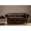 Esperance Living Victor Dark Grey Brown Leather Chesterfield 2 Seat Sofa House of Isabella UK