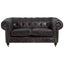Esperance Living Victor Dark Grey Brown Leather Chesterfield 2 Seat Sofa House of Isabella UK
