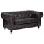 Esperance Living Victor Dark Grey Brown Leather Chesterfield 2 Seat Sofa House of Isabella UK