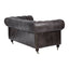 Esperance Living Victor Dark Grey Brown Leather Chesterfield 2 Seat Sofa House of Isabella UK